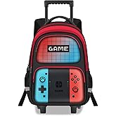 JIRAIKEI Kids Rolling Backpack for Boys - Gamer Boys Rolling Backpack with Wheels,Multifunctional Wheeled Bookbag for Travel,Roller School Bag for Elementary Middle School Aged 6-18