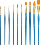 Amazon Basics Paint Brush Set PBT Wood Handle 10-Piece Assorted Sizes view 7
