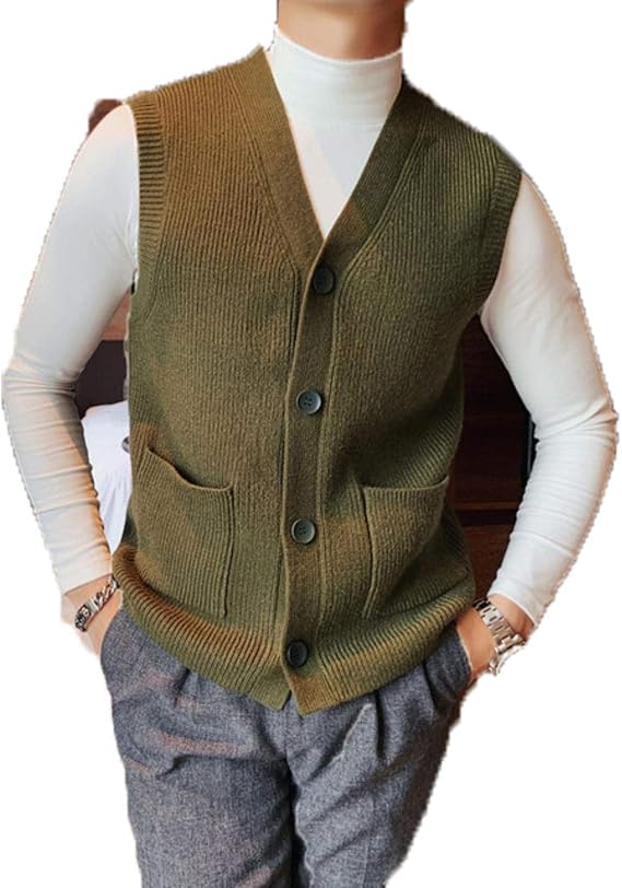 Sweater Cardigan Vest Men Pillingresistant Sleeveless Knitted Vest at