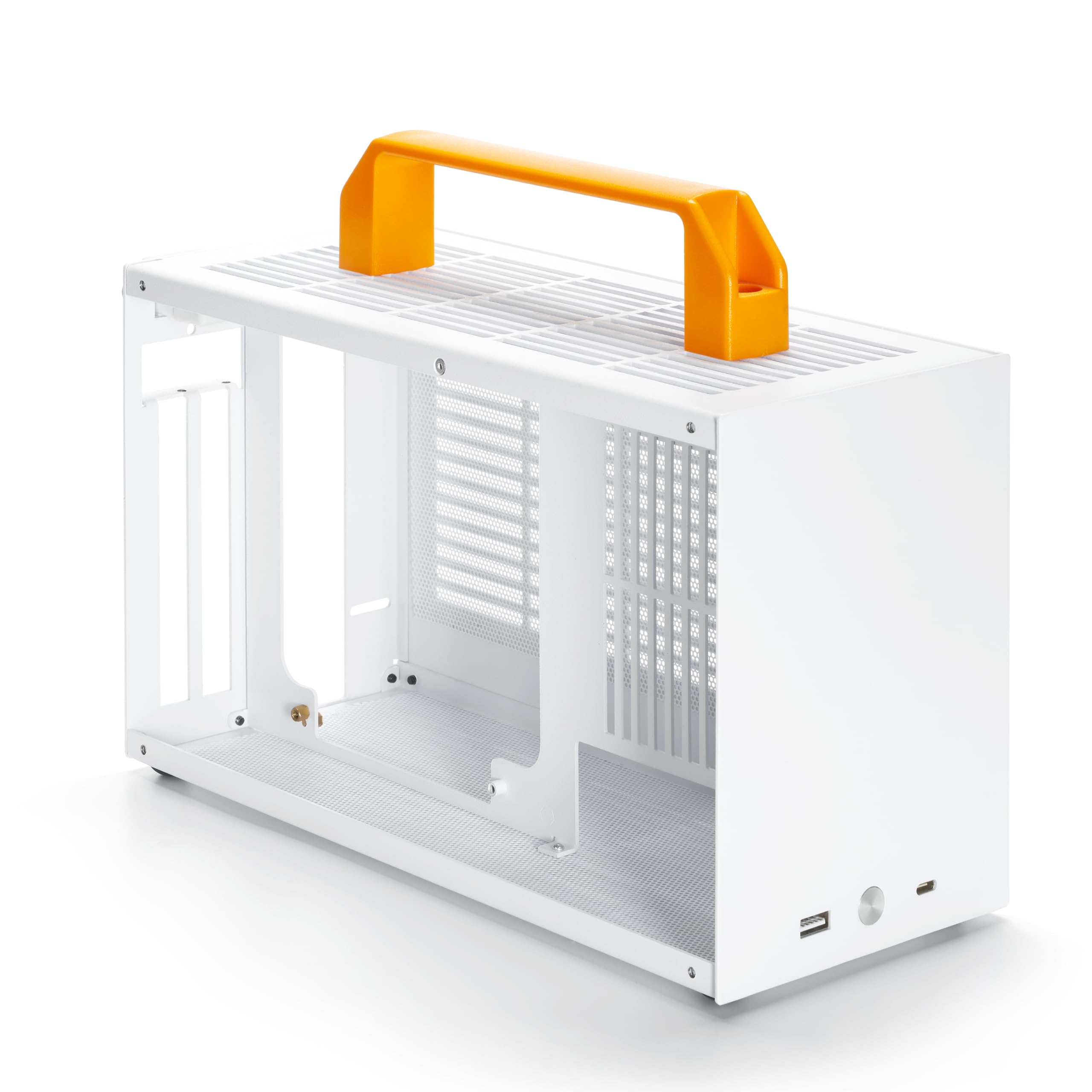 SGPC K49/Portable Mini-ITX PC Gaming Case/7L Small Form Factor/CPU Cooler up to 56mm/300mm GPU & SFX PSU Support/USB 3.0 & Type-C Front I/O (K49,White,Basic)