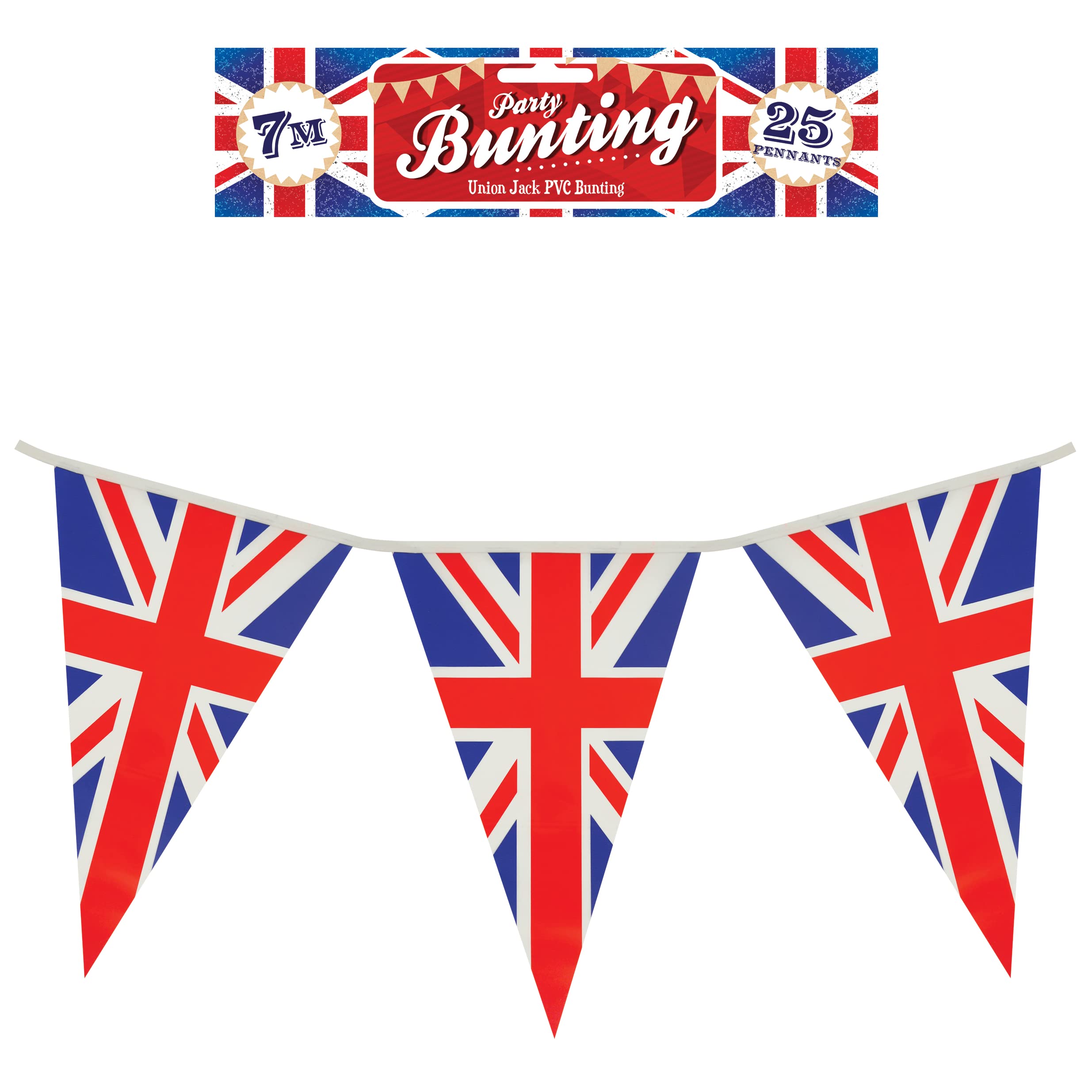 Union Jack Triangular Bunting 25 Pennant Flags 7m Henbrandt (Pack of 6)
