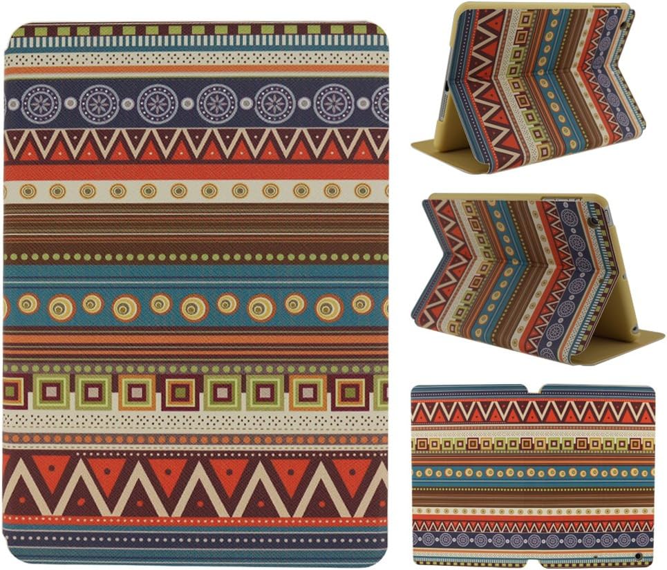 iPad mini 1 2 3 Case , PU Leather iPad Smart Cover Case with Sleep/Wake-up Function Flip Case,Colorful Painted Pattern Cover with Stand Set (Geometric pattern)