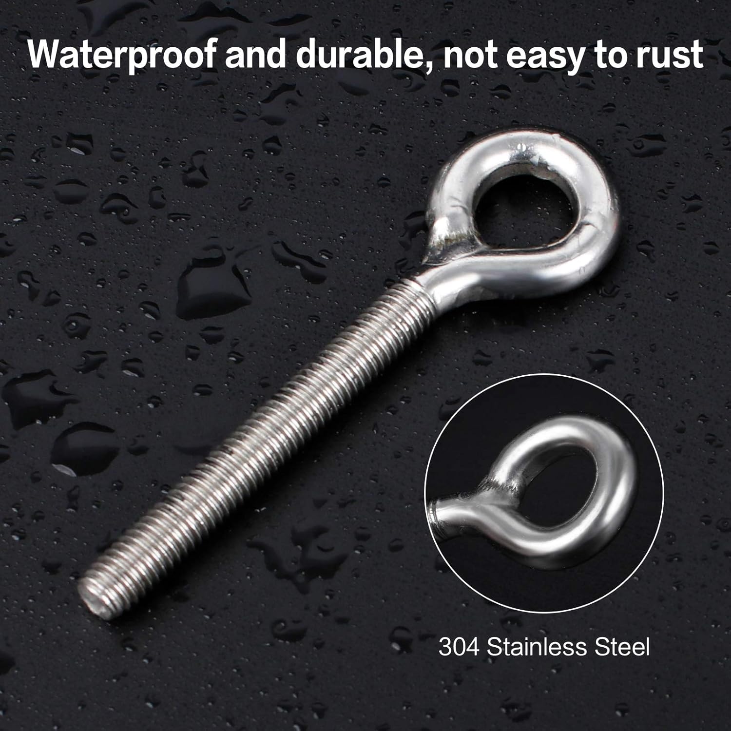 Jubaopen 10PCS Eye Bolts M8 Eye Bolt Ringbolt Long Shank 304 Ringbolt Anchor Stainless Eye Bolt Expansion Screw 304 Stainless Steel Hook Screws Coil Screw Threaded Rod Ring Bolt Yacht Boat - Image 4