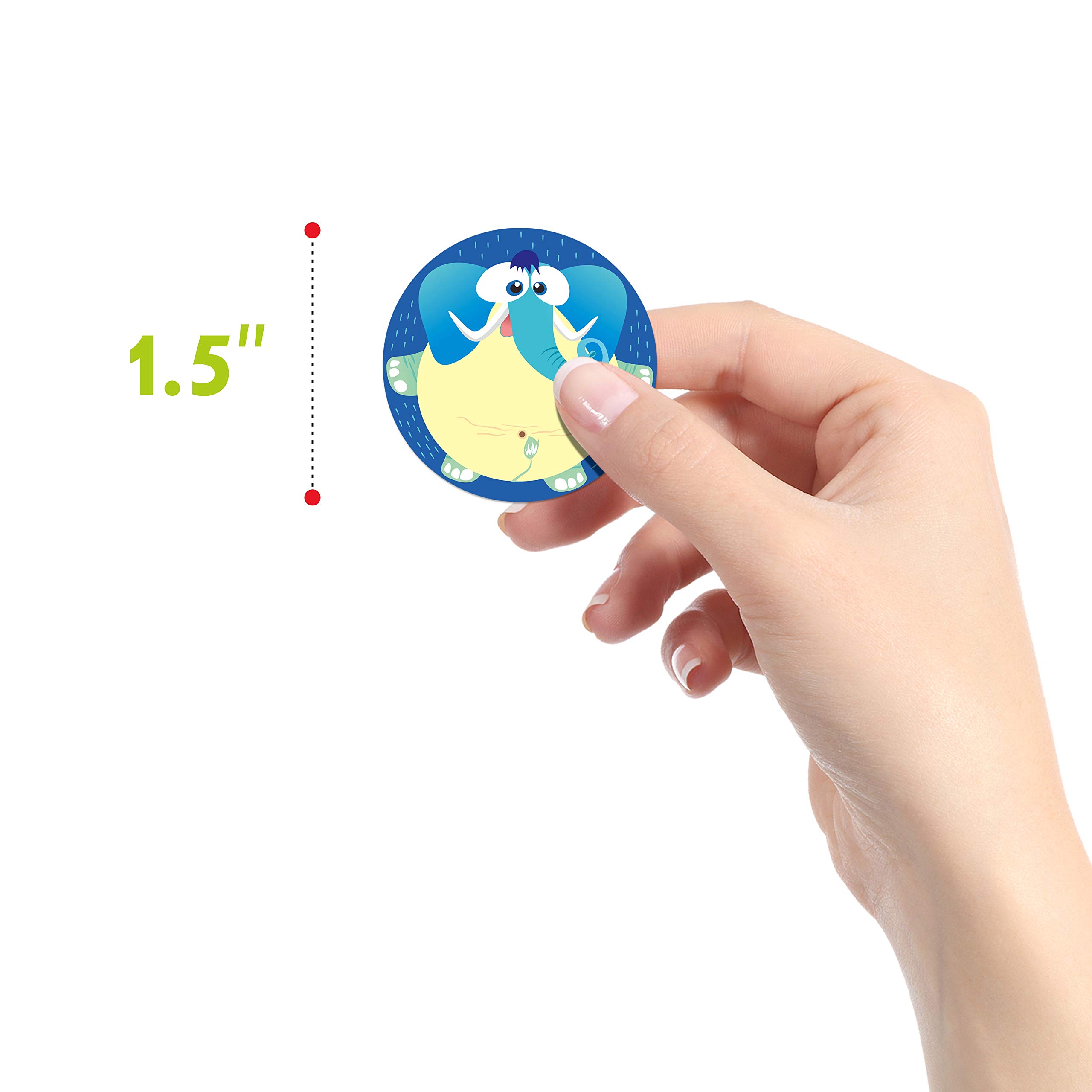 600 Adorable Round Animal Stickers in 16 Designs with Perforated Line Expanded Version (Each Measures 1.5