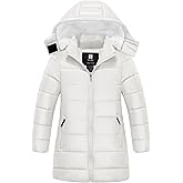 Pursky Girl's Lightweight Winter Coat Sherpa Lined Long Puffer Jacket Waterproof Warm Quilted Parka with Hood