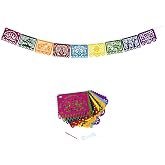 Mexican Felt Banner Picado Banner-Mexican Party Fiesta Felt Banners,Dia De Los Muertos Decorations Party Supplies (flower 1)