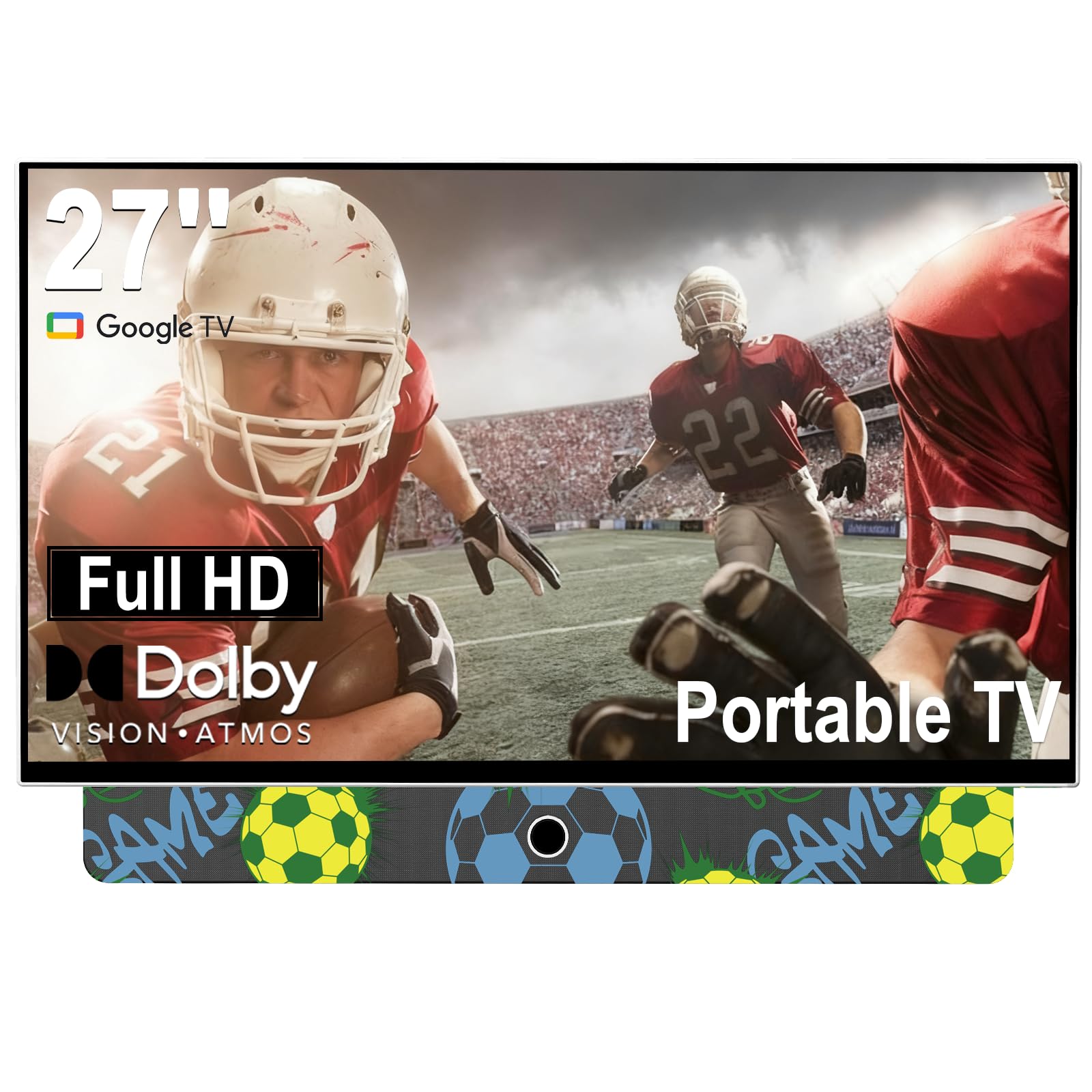 Photo 1 of 27 Inch Portable Smart TV with Built-in Battery, 1080P FHD Outdoor TV for RV & Camping, HDR10, Dolby Audio, WiFi, Voice Remote, Portable TV for Travel, Bedroom, Game Day & Outdoor Entertainment