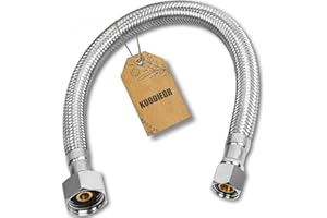 KUODIEOR Universal Flexible Toilet Connector, 24-Inch x 3/8" Comp x 7/8" BC, Premium Braided Stainless Steel Toilet Water Supply Connector Line with Anti-Leaking Brass Nut