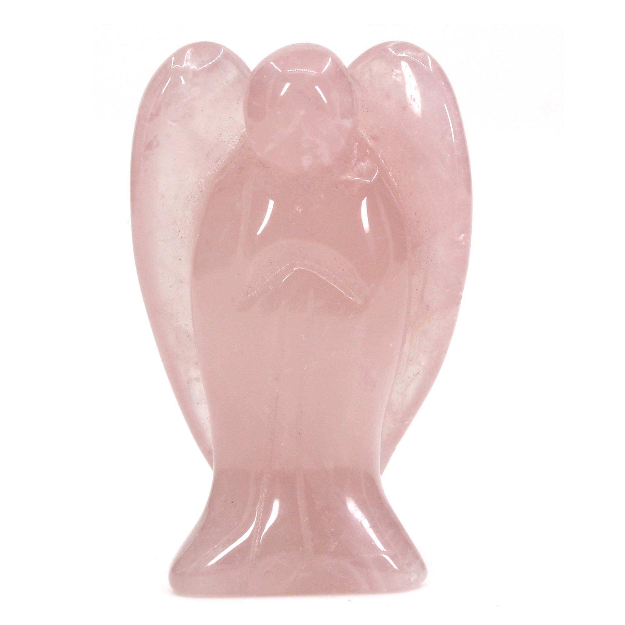 CHENYUE Natural Rose Crystal Gemstone Peace Angel Pocket Guardian Healing Statue 2 Inch