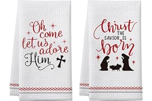 HOMYTHE Christmas Christian Gifts for Women Men, Christmas Kitchen Bathroom Decor, 2 Pack Bible Verse Scripture Kitchen Towels, Xmas Religious Housewarming Gift for Friends Colleagues Neighbor Coworkers