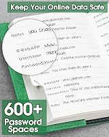 WEMATE Password Book with Lock 600+ Entries Alphabetical Tabs Grass Green view 5