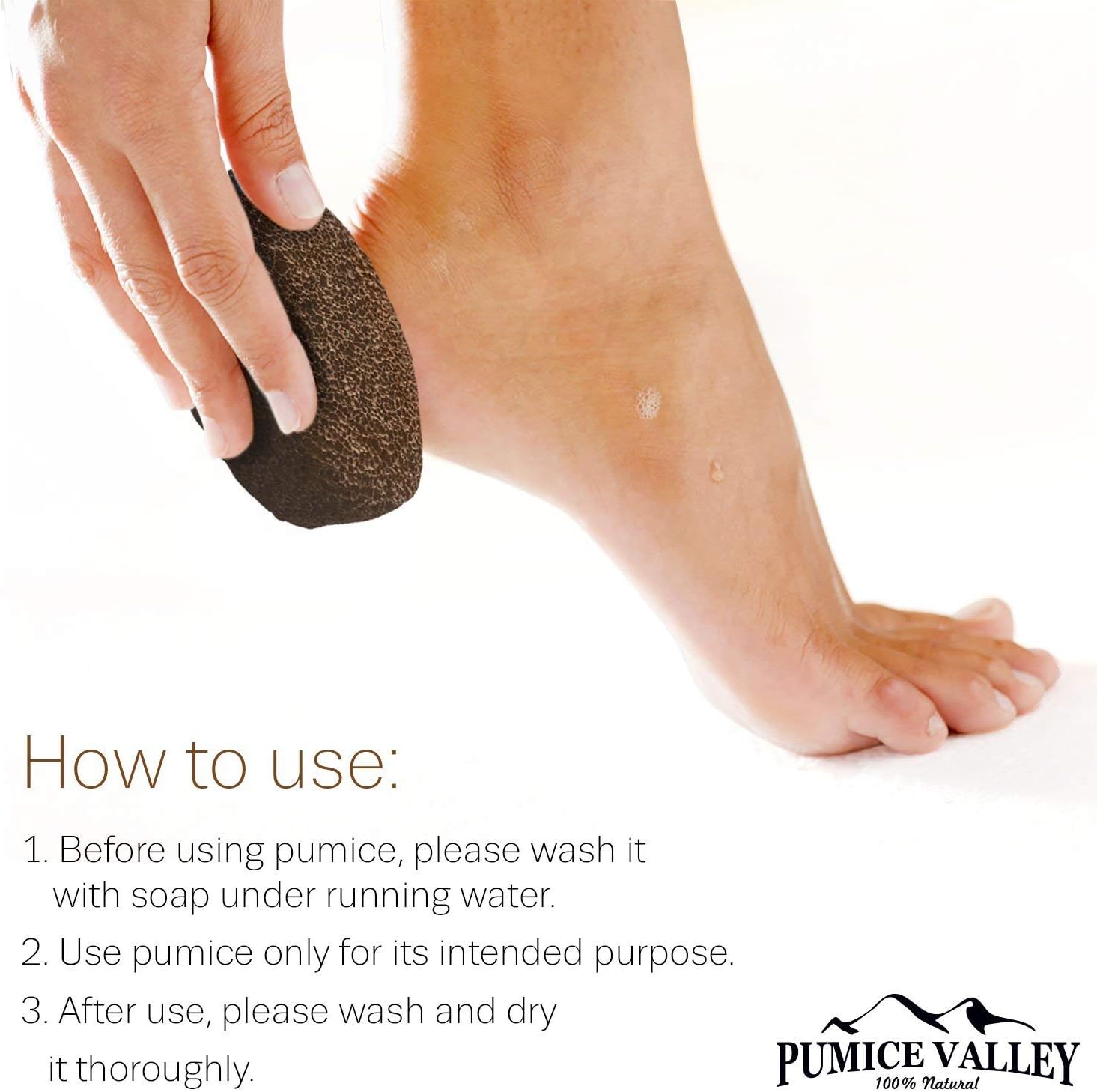 Pumice Stone for Feet - Natural Lava Foot Stone with New Eco-Friendly Holder - Callus Warts Corn Removal - Pedicure Exfoliator for Dry Dead Skin, Heels, Elbows, Hands - Healthy Foot Care Scrubber: Health & Personal Care