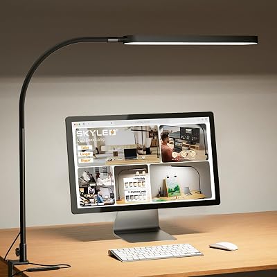 SKYLEO Desk Lamp LED Clip On 1300LM 5 Color Modes 11 Brightness Levels