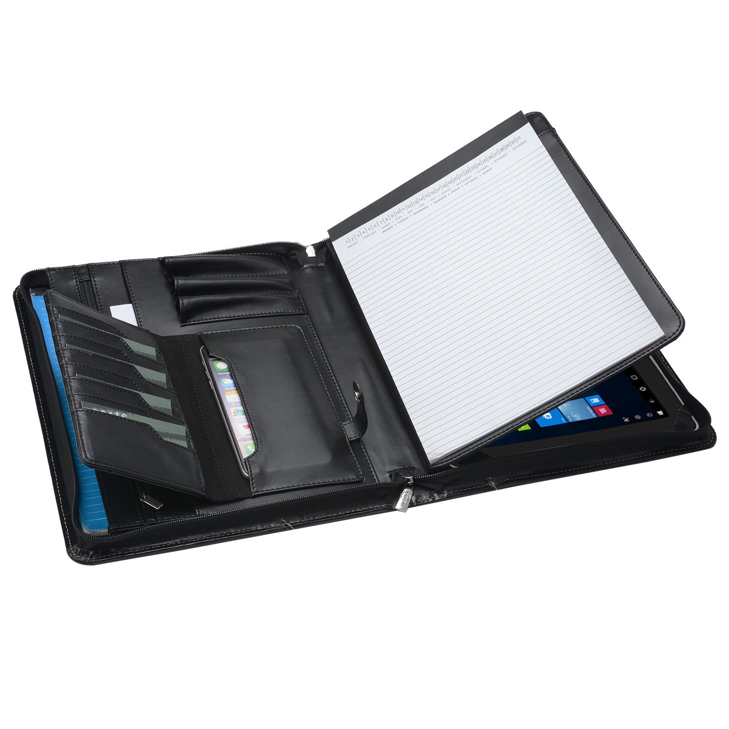 Zipper Portfolio with Notepad Holder, Designer Padfolio