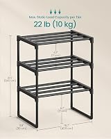 Songmics 3-Tier Shoe Rack Storage Organizer Metal - Upright or Upside Down view 6