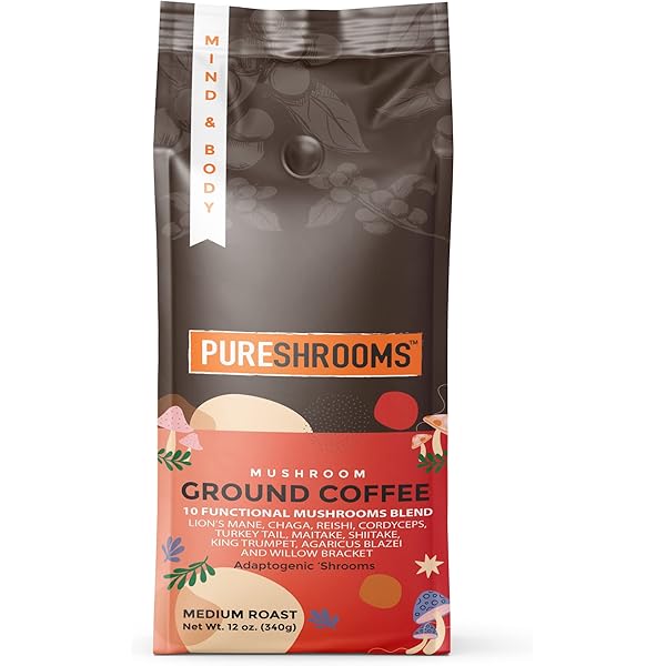 Mushroom Coffee With Lion's Mane & 5 Other Mushrooms - Medium Roast Colombian Beans