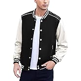 COOFANDY Mens Varsity Jacket Casual Leather Sleeve Baseball Letterman Bomber Jacket Coat