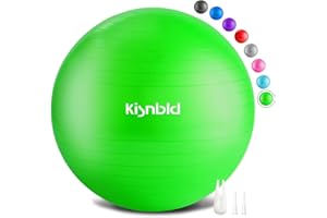 kisnbld Exercise Ball, Extra Thick Yoga Ball for Workout Pregnancy Stability, 4 Sizes Anti-Burst Balance Ball with Foot Pump - Heavy Duty Fitness Ball Chair for Office, Home & Gym