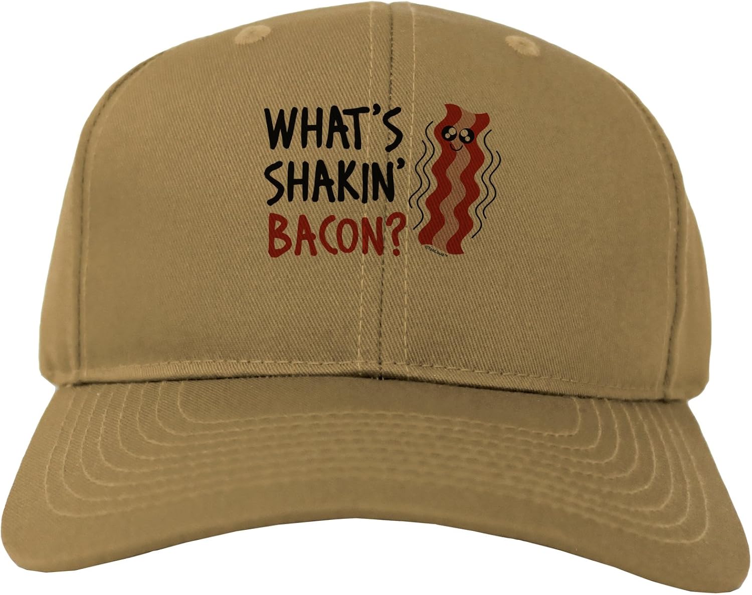 TooLoud What's Shakin' Bacon Adult Baseball Cap Hat Khaki