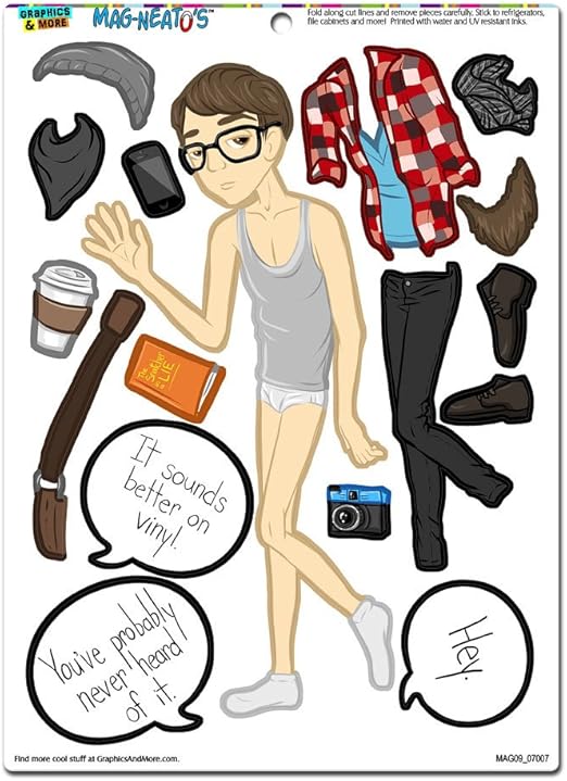 Amazon Com Hipster Boy Dress Up Funny Novelty Gift Paper Doll