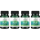 Swanson Daily Multivitamin Without Minerals 30 Veg Capsules, 4 Pack | Nutritional Insurance for Your Daily Needs, Delivers All 13 Essential Vitamins, Supports Bones and Cardiovascular Health