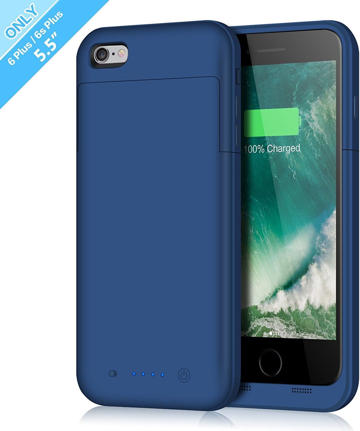 Battery Case for iPhone 6s Plus/ 6 Plus 6800mAh, Rechargeable Extended Charging Case for iPhone 6Plus Battery Pack Apple 6s Plus Portable Power Bank [5.5 inch] (Blue-6800mah)