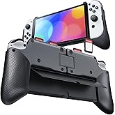 TNP Grip Case for Nintendo Switch OLED - Foldable Ergonomic Switch Grip with Slim, Lightweight, Comfortable Handle & 4 Game Card Slots Compatible with N-Switch OLED Model(2021) ONLY, Black
