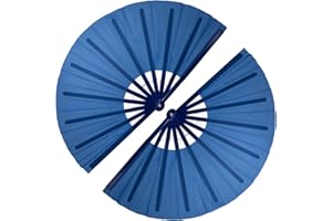 QIRMIZI 2 PCS Large Clacking Fans for Line Dance Popping Fans Rave Fans Boots On The Ground Fans Hand Foldable Fans for Men/Women Handheld Fan for EDM,Festival,Club,Party,Dance,Royal Blue