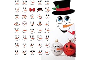 HUAHUI 41 PCS Snowman Face Stickers for Crafts Christmas Vinyl Snowman Face Decals for Ornaments Glass Water Bottles Cup Window Wall Christmas Decorations (41Pcs Snowmen Faces)