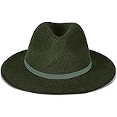 Lucky Brand Womens Wool Fedora Wide Brim Adjustable Hat with Faux Suede Tie (One Size Fits Most)