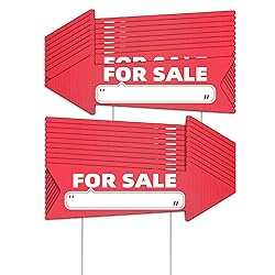 For Sale Red Arrow Signs with Stakes-16 x 5 in