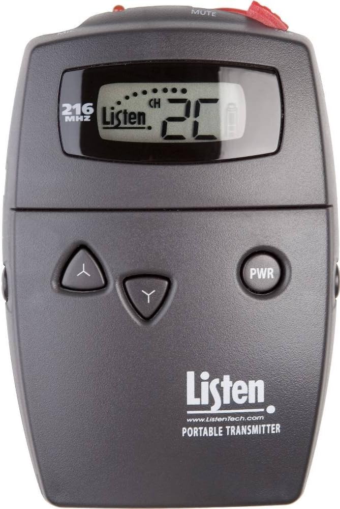 Listen Technologies LT-700-216 Portable Display RF Transmitter (216MHz), Dark Grey, Superior Audio Quality, Mic and/or Line Level Inputs, Transmit Up to Three Channels Simultaneously