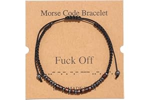 TESTRYE Morse Code Bracelets for Women Men,Morse Code Bracelets with Adjustable String,Inspirational Gifts Bracelets for Women Men Friends