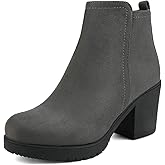DREAM PAIRS Women's Ankle Boots Chunky Heel Platform Fall Heeled Short Booties Shoes