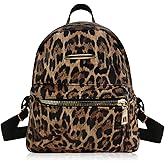 AfitLulu Small Backpack for Women, Leopard Print Backpack with Zipper, Waterproof Mini Backpack Purse with Adjustable Strap (Brown)
