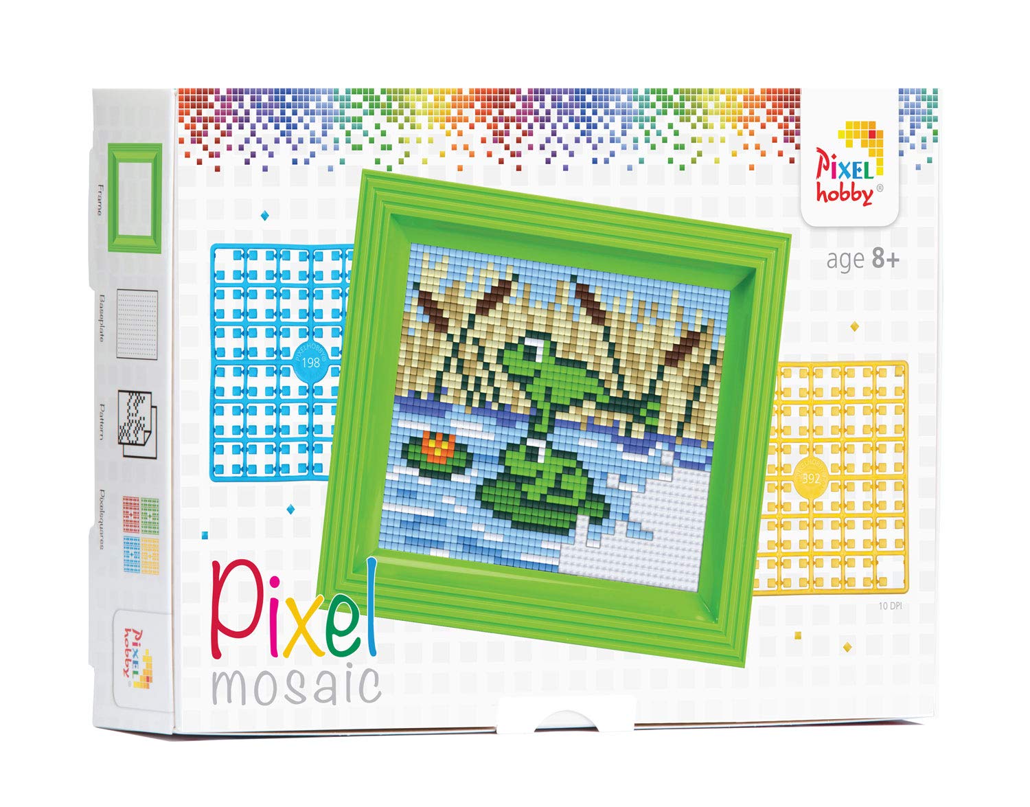 Pracht Creatives Hobby P31264 Mosaik Geschenkverpackung fantasy Mosaic Box Frogs, Pixel Picture with Frame Boys and Girls as a Small Gift, Bag, Children's Birthday Party, Colourful