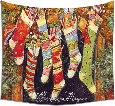 Amazon Co Jp タペストリー 多機能壁掛け クリスマス クリスマスツリー 靴下 カラー 熊 ぬいぐるみ 背景布 写真 2x1 5m 布 インテリア飾り 部屋 客間 ホーム飾り おしゃれ 丸洗い可 生放送用 Youtube ホーム キッチン