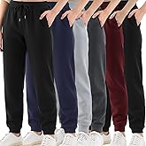 Chicingyou 6 Pcs Boys Fleece Sweatpants Youth Joggers & Open Bottom Athletic Pants Kids Warm Active Sweatpants Sizes 6-16