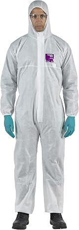 Ansell AlphaTec 1500 Model 138 Disposable Overall with Hood White M