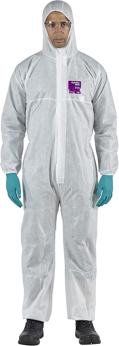 Ansell AlphaTec 1500 Model 138 Disposable Overall with Hood White M