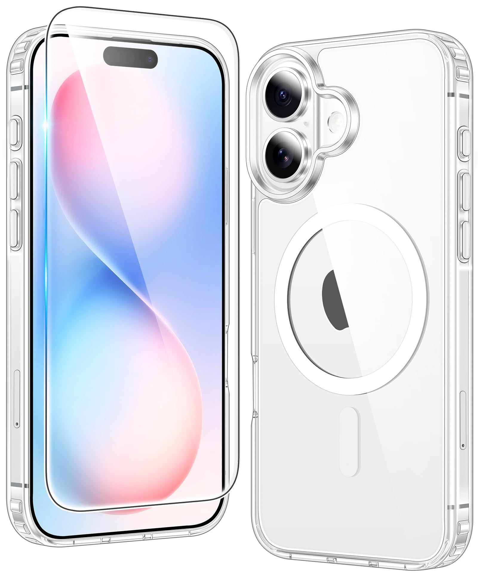 Photo 1 of FNTCASE for iPhone 16 Plus Case: Clear Case Magnetic Military Grade Drop Protection Anti Yellowing Cell Phone Cover - Rugged Shockproof Protective Bumper Transparent Cases