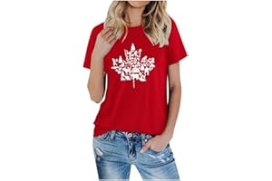 ALAPUSA Canada Day T-Shirt for Women - Patriotic Maple Leaf Cotton Crewneck Short Sleeve Tee Unisex
