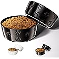 Ceramic Dog Bowl Set of 2 with Anti-Skid Base - 7.5" Wide x 3" Tall Ceramic Dog Bowls for Large Dogs - 5 Cup Capacity Food and Water Bowls for Dogs - Rubber Bottom Pet Bowl Set of 2 for Large Pets