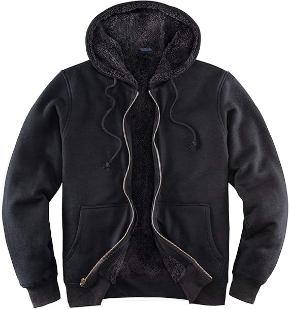 Men's Fleece Sherpa Lined Full-Zip Jacket Hoodie Heavyweight Hooded Flannel Sweatershirt Jackets 