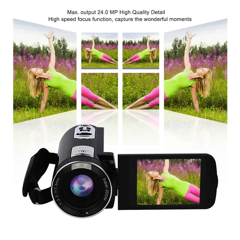 Camcorder Video Camera SEREE Full HD 1080P 24.0 MP Digital Camera 18× Digital Zoom Portable Video Recording