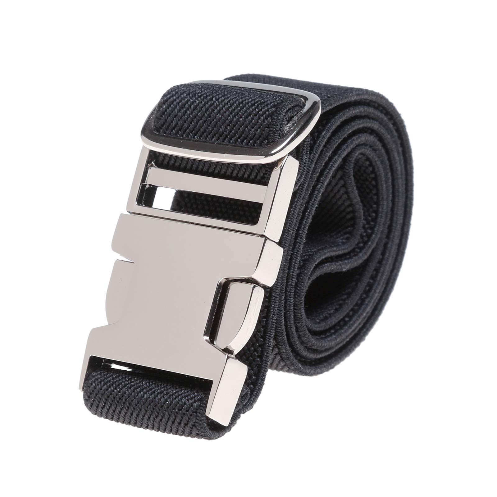 Kajeer Children Elastic Buckle Trousers Belt - Adjustable Kids Belts with Zinc Alloy Buckle for 1-15 Years Boys Girls (Black)