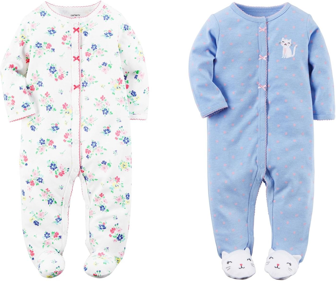 Carter's Set of 2 Baby Girls Cotton Footed Sleeper Sleep