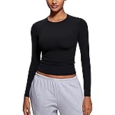CRZ YOGA Softembrace Crewneck Long Sleeve Shirts for Women - Casual Going Out Tops Soft Basic Fitted Tight Fall T-Shirts