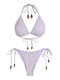 ZAFUL Women Bikini Set Two Piece Textured Beaded