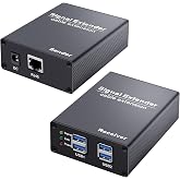 LornCeng USB 3.0 Extender Over CAT7, 330FT, 4 Port USB Hub | Point-to-Point, Easy to Deploy, 5Gbps Transmission, Plug and Play, No Driver Required, Low Latency